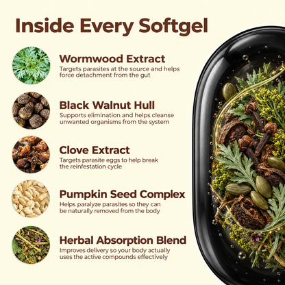 Flush Out Hidden Parasites & Larva in Just 14 Days with Wormwood Black Walnut Cloves