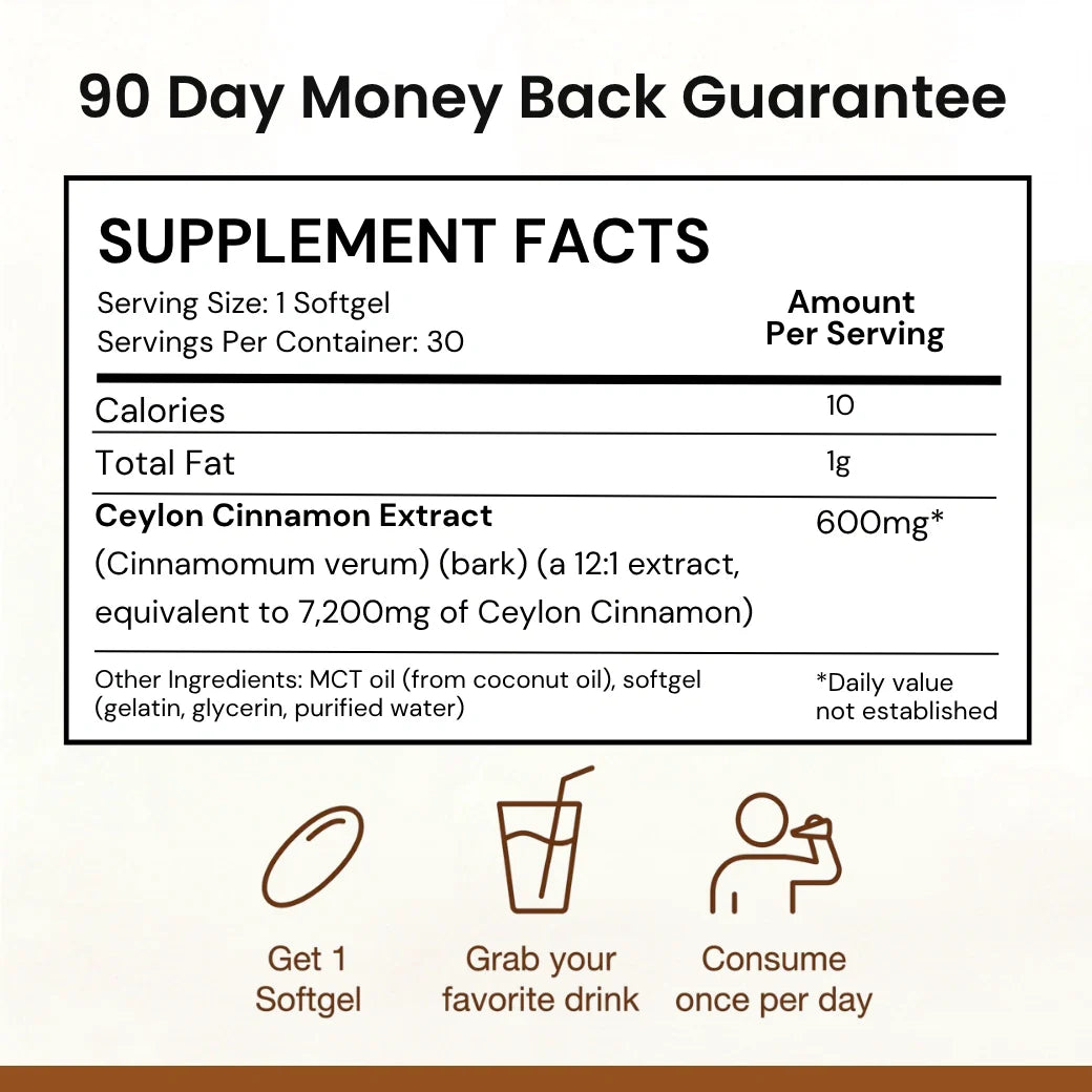 Ceylon Cinnamon 7200mg Equivalent with MCT Oil